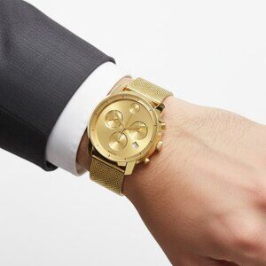 NWT Authentic Movado Bold Chronograph Gold Dial Men's Watch